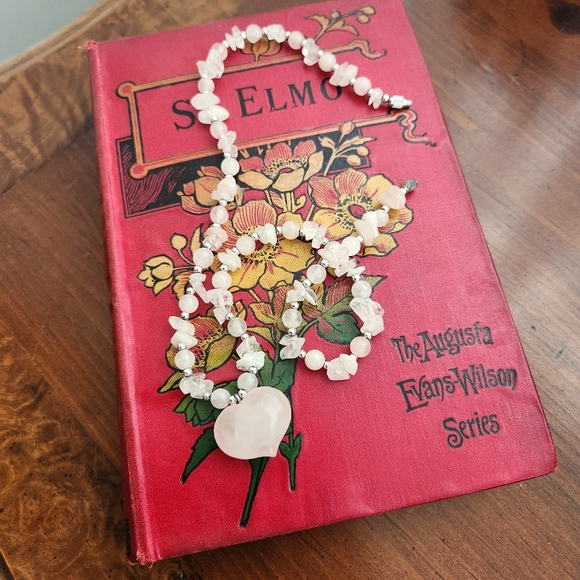 Rose Quartz Natural Stone Heart Necklace Chocker - Picture 4 of 7